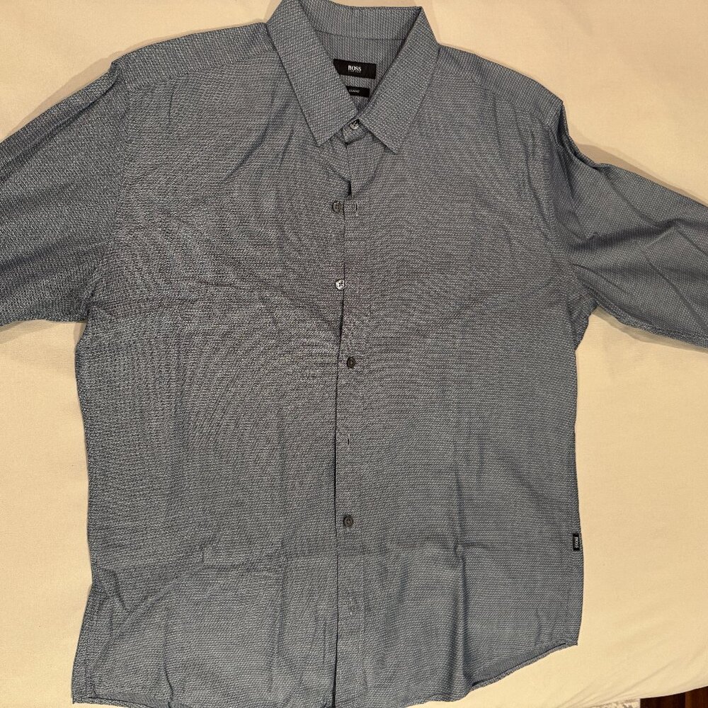 Mens Hugo Boss Blue Birdseye Dress shirt - Picture 4 of 6